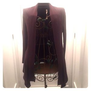 Open front ribbed asymmetric sweater